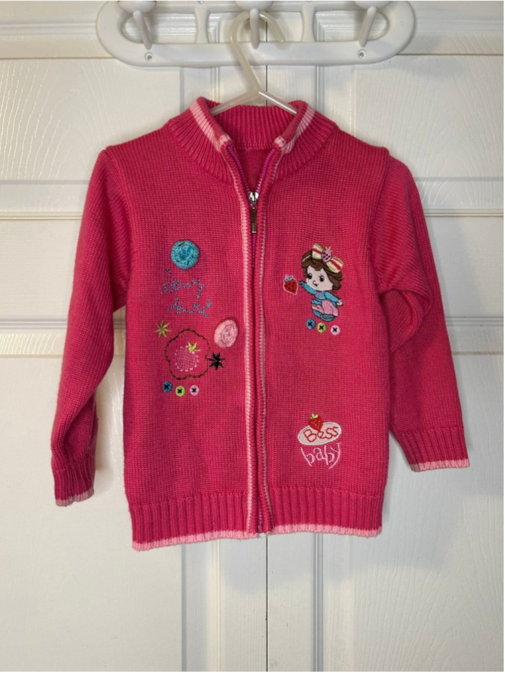 Vintage Bess Baby Knit Embroidered Zip Up Sweater Best 4/5